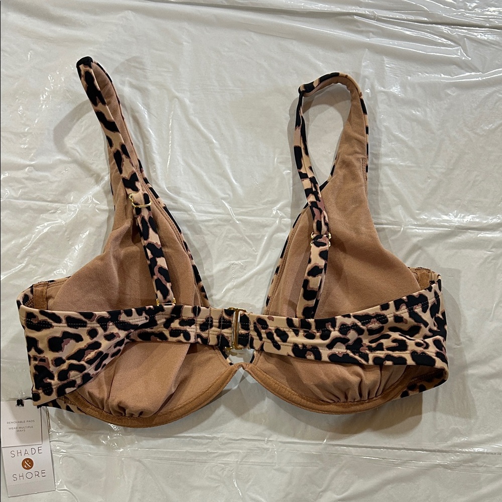 Shade & Shore Leopard Print Underwire Bikini Top - Pink, Black - Picture 2 of 2